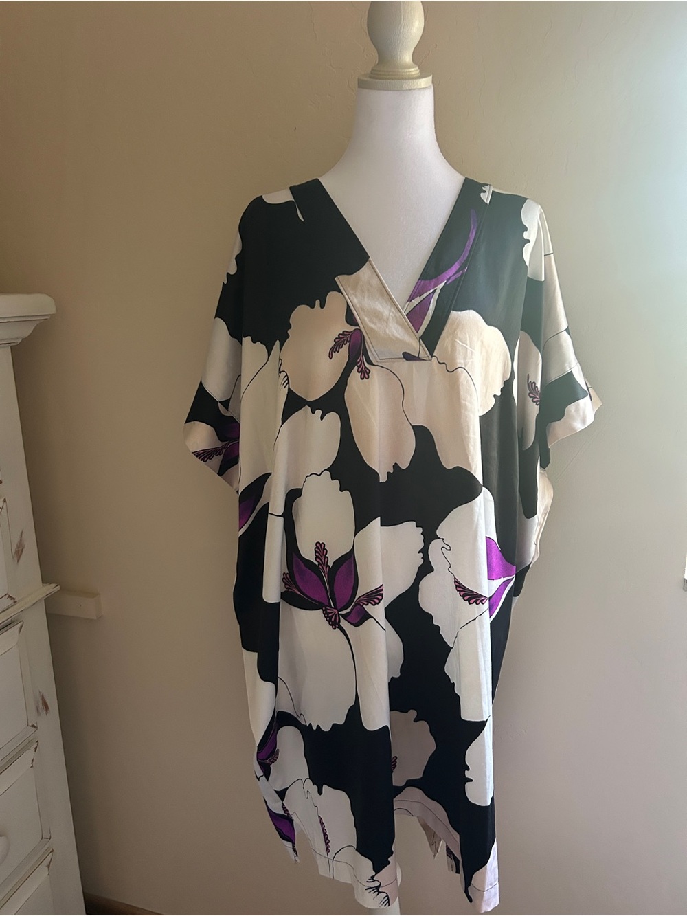 Natori Floral Tunic Blouse Size Medium | Beach Coverup Resort Summer Top